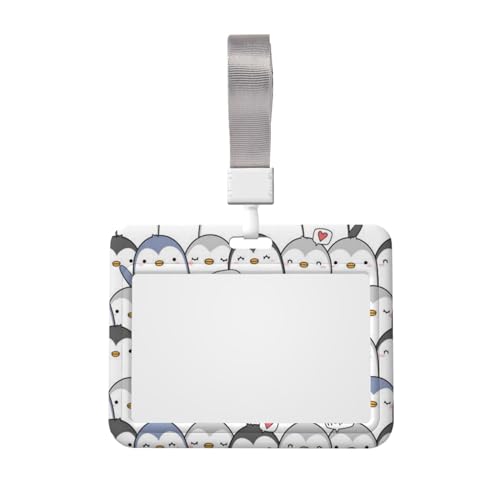 Lamame Kartenhalter mit niedlichem Pinguin-Aufdruck, Ausweishalter mit Umhängeband, Schutzhülle