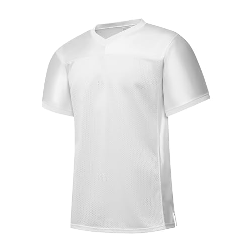 PRIMITAS Unisex Blank Football Jersey Mesh Athletic Football Shirt Practice Sports Uniform White