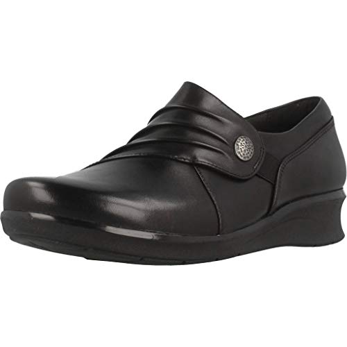 Clarks Damen Hope Roxanne Slipper, schwarzes Leder, 37 EU Weit – Ansicht 1