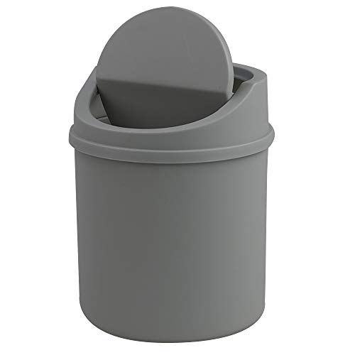 Kiddream 2 Liter Desktop Waste Bin, Tiny Trash Can with Lid (Grey)