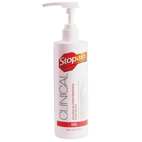 Stopain Clinical Pain Relief Gel 16 oz - Professional Formula for Arthritis Knee Back & Muscle Pain - Maximum Strength Gel for Joint & Nerve Pains with 10% Menthol Plus Glucosamine - Made in USA
