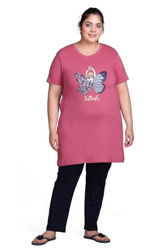 Image of In Love Women's Plus Size Graphic Printed Cotton Night Suit Set Short Sleeve