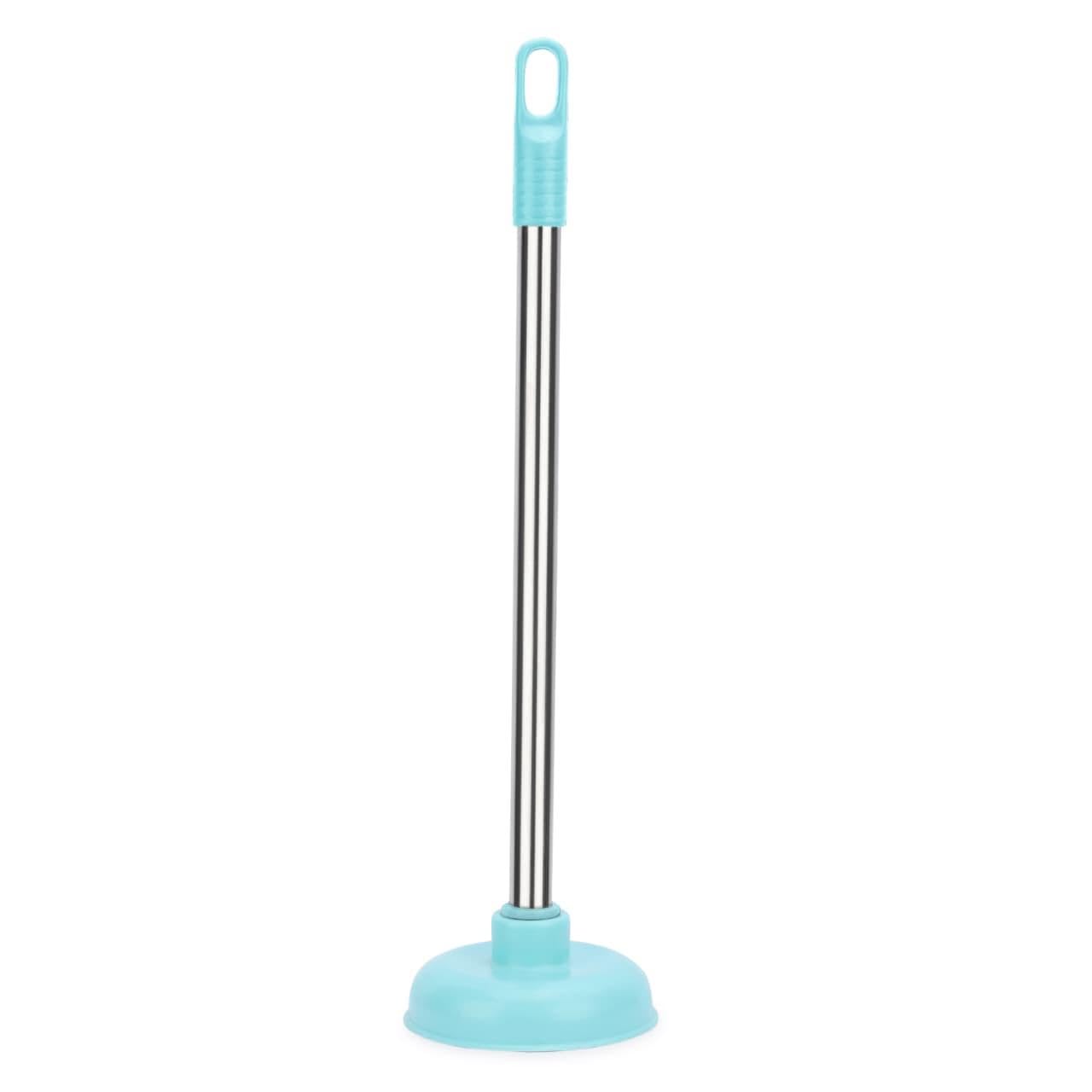 Kitchen Cleaning Mop, Heavy-Duty Drain Unblocker Plunger with Powerful Suction, Stainless Steel Pipe, 30 cm Height, Blue, 1 Piece-image-49