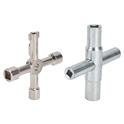 Fdit Llave de Grifo de 4 Vías Llave de Agua 4 en 1 de Espiga de Vías Hecha de Acero Inoxidable Compacta y Portátil para Trenes de Gas de Agua Eléctrica Pernos Uso en