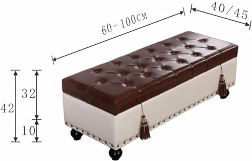 Tabouret Ottoman en cuir vert avec rangement | 100x45x42 cm