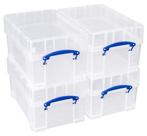 Really Useful Lot de 4 boîtes de rangement en plastique Transparent 9 l