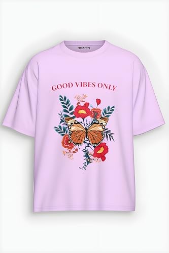 Image of Amazon Brand - Anarva Women Oversized Graphic Printed T Shirt 100% Cotton Drop Shoulder Loose Fit Baggy Casual Tshirt for Girls