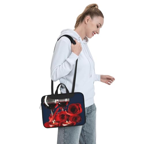 Sac pour ordinateur portable à imprimé rose vin rouge bougie