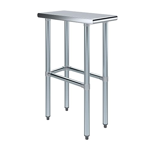 Image of AmGood Stainless Steel Work Table Open Base | Metal Work Bench (Stainless Steel Table Open Base, 12 inch Long x 24 inch Deep)