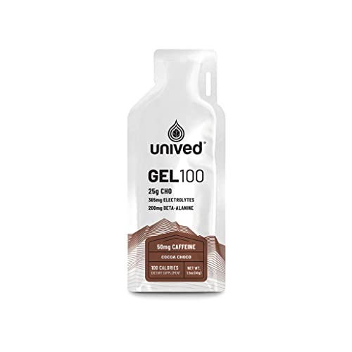 Image of Unived Gel 100 - Energy Gel for Endurance Athletes Runners & Cyclists - 100kcal - Cocoa Choco - 50mg Caffeine - Pack of 6
