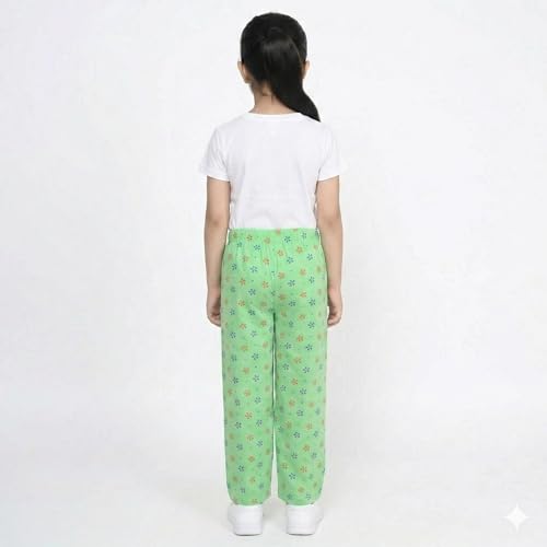 Image of indi weaves Regular Fit Pure Cotton Pajama Pants with All Over Print for Girls (Multicolor Designs)(Pack of 4)