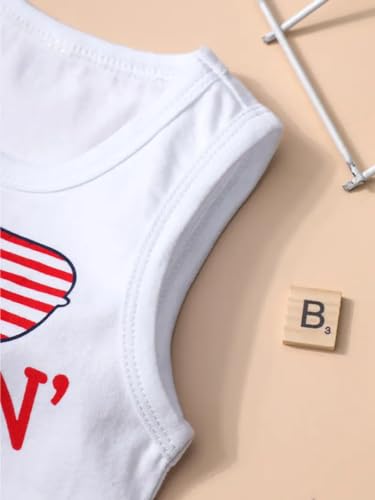 Image of Toddler Boys 4th of July Outfits American Flag Tank Tops Patriotic Shirts Tees Star Shorts 2Pcs Clothes Set