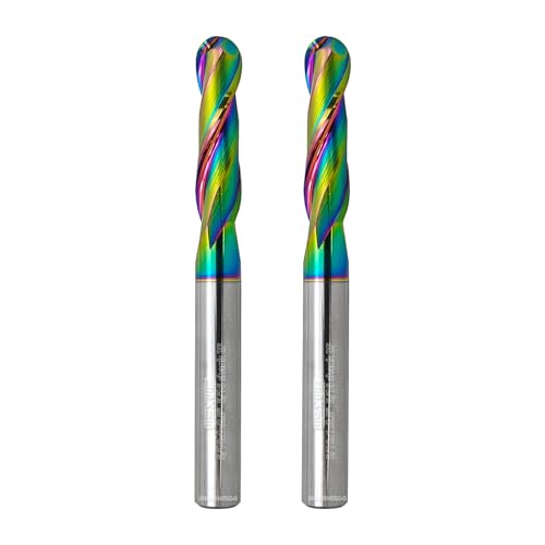 Image of Tools Ball Nose Carbide End Mill, DLC Coating, CNC Cutting Tools for Aluminum and Wood Cutting, 3D Carving & Engraving. 2 Flute Router Bits,5 /16 Shank (5 /16-2.5 inch 2pcs
