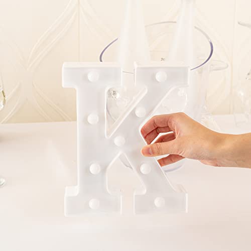 Image of Restaurantware Illumify 6.9 x 1.2 x 8.7 Inch Light Up Letter 1 Durable Marquee LED Light - Letter K Touchproof White Plastic Party Light Keyhole Slot For Parties Weddings Or Special Events