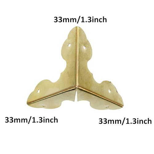 Image of 24PCS 1.3 inch Metal Box Corner Protector, Gold Triangle Edge Decorative Case Corner Edge Guard Protector Metal Cabinet Table Edge Cover