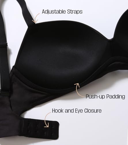 Image of DotVol Women's Push Up Wireless Comfortable Padded Plunge No Underwire Everyday Bra