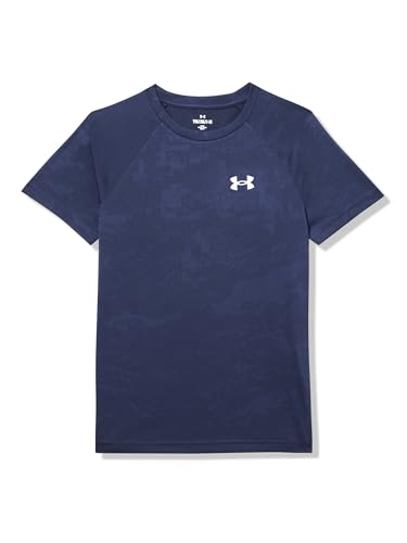 Under Armour Boys' Tech Jacquard 2.0 Short Sleeve T Shirt, (410) Midnight Navy / / White, Large