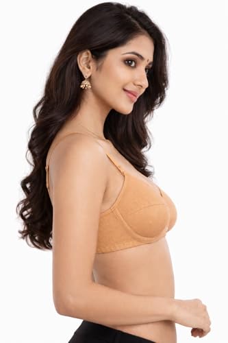 Image of Women's Cotton Medium Padded Bra | Soft & Breathable Fabric | Full Coverage Everyday Comfort Bra | Adjustable Straps & Back Hook Closure