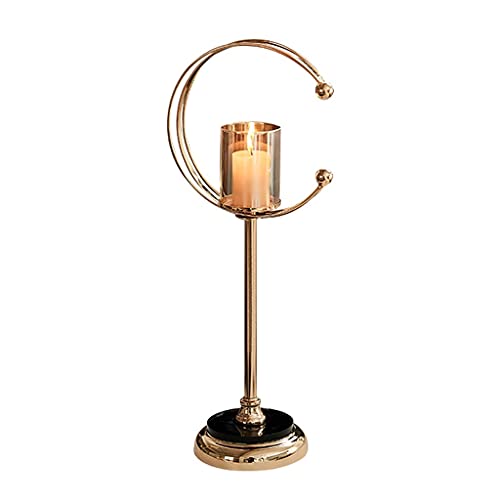 candle-holder Alloy Glass Candlestick Stand Romantic Dining Table Dinner Candlestick Luxury Candlestick Modern Home Decoration Send Candle*1 candlestick(Medium)