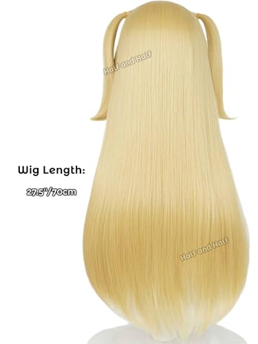 Image of MisaAmane Cosplay Wig Long Blonde Anime Ponytail Wigs with Bangs | Light Golden Gothic Twin Tails Wigs 27.5'' Synthetic Hair Wig for Women Halloween Party Daily