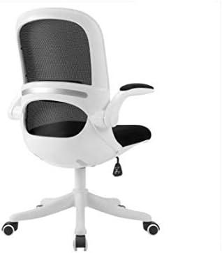 Silla de oficina de malla con respaldo medio, ergonómica, giratoria, silla de computadora de malla negra con lumbar de altura ajustable (E)
