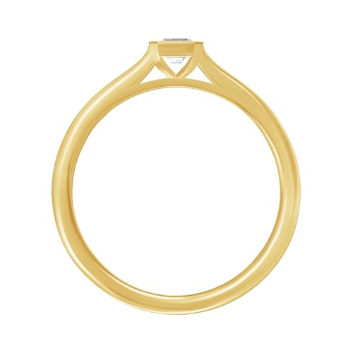 SAVEARTH DIAMONDS Solitaire Engagement Ring for Women, Emerald Cut Moissanite Diamond Bezel Set Wedding Ring For Her In 14k Gold Over Sterling Silver (0.50 Ct to 3 Ct)3