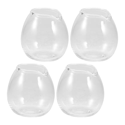 TOGEVAL Jarra de Leche de Vidrio Mini 20 Ml 4 Unidades Recipiente Transparente para Crema y Salsa Dispensador Preciso para Café Miel y Condimentos Adecuado para Servir en Reuniones y