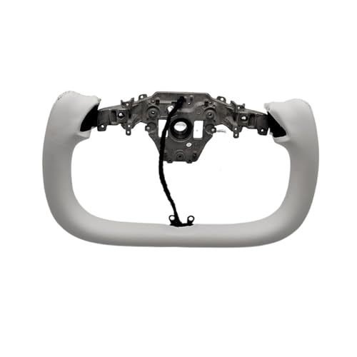 350mm/377mm Yoke Handle Steering Wheel With Heating Personalized Racing NAPP Leather Accessories Compatible For Model Y Juniper 2025(377mm White Stitch)