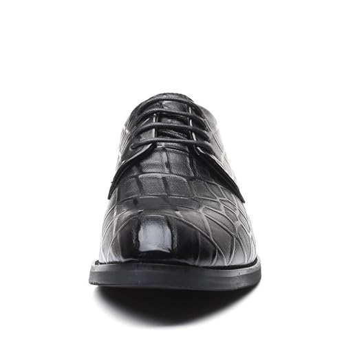 YZABEL Men's Polishing Leather Lace-Up Chunky Heels Oxfords Lug Sole Shoes Comfortable Non-Slip Dress Sneakers Soft Derby Shoe for Working Driving Black2