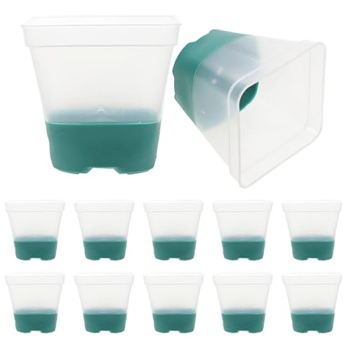 Toyvian 12 Pezzi contenitori per piantare fioriera da esterno vasi da fiori da giardino tazze per piantare vasi da vivaio da giardino con fori vaso da fiori in plastica vaso di Green