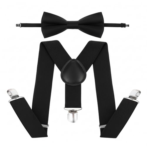 NociHah Kids Boys Girls Suspenders-Bowtie-Set - Adjustable Suspender Set for Toddler Youths Events, Parties, Wedding