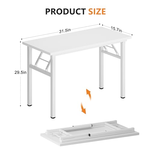Image of DlandHome 31.5 Inch Small Folding Computer Desk for Home Office, White