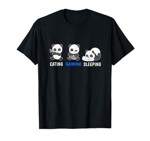 Essen Gaming Schlafen Panda Videospiel Gamer T-Shirt