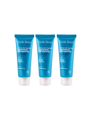 GISÈLE DENIS - Crema de Manos Regenerante Antimanchas, 3x75 ml, con Flavonoides, Hipoxósido y Glicoproteínas, Combate Envejecimiento en Piel y Manchas Oscuras, Rápida Absorción y Textura Suave
