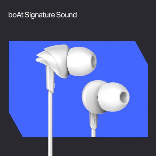 Image of Bassheads 213L, 10mm Drivers, Signature Sound, in-Line Microphone, Integrated Controls, 3.5mm L-Shaped Connector & 120cm Braided Cable Wired Earphones with Mic (Active White)