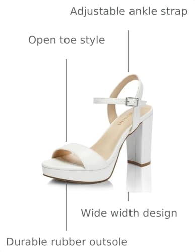 Image of DOBOLIN Wide Width Heels for Women Block Chunky Platform High Heels Sandals Open Toe Wedding Party Ankle Strap Dress Shoes