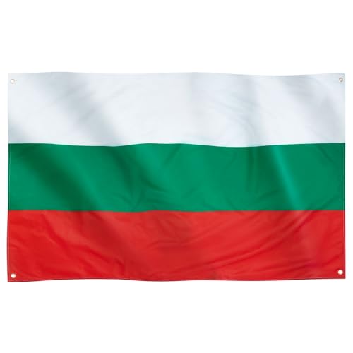 Runesol Drapeau de la Bulgarie, 91x52cm, 3ft x 5ft, 4 Anneaux, Oeillet dans chaque coin, Drapeau Bulgare, Българско знаме, Drapeaux Premium, Intérieur, Extérieur, Couleurs vives