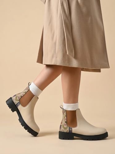 Image of Big Fox Printed Mid Top Chelsea Boots For Woman