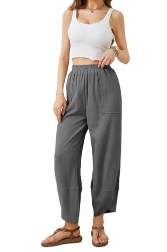 Womens Baggy Wide Leg Pants Casual Elastic Waisted Palazzo Harem Pants with Pockets3