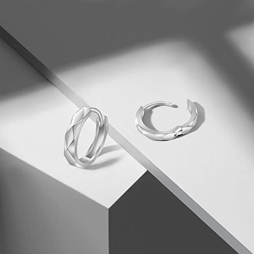 Immobird Hoop Earrings Men Unique Geometric Cut Face 925 Sterling Silver Black Hoop Earrings Handsome and Stylish2