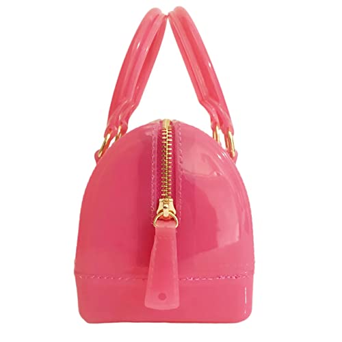 Image of Ladies Summer Jelly Pillow-shaped Top Handle Handbag Candy Color Transparent Crystal Purse