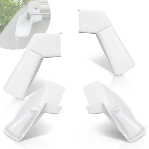 Wadoy RV Gutter Spouts with Extensions, RV Rain Gutter Spouts 2 Right & 2 Left - Direct Rainwater Away from The Sides of Your RV White