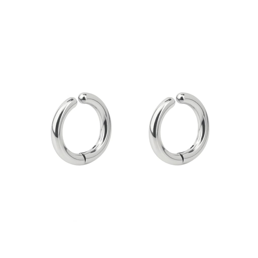 Stainless Steel Non Piercing Hoop Earrings For Men and Boys | Accessories Jewellery Ear Studs Fashion Accessories (Silver)