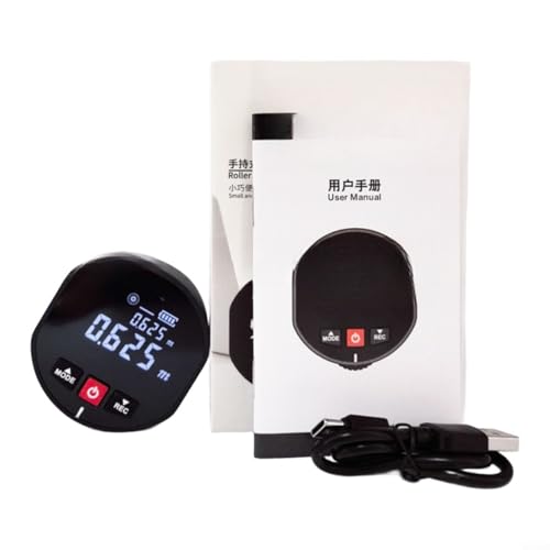 Alanmoship SWX30A Roller Electronic Ruler Medidor de distancia digital para medición de superficie curvada con respaldo magnético, herramienta de telémetro tipo C recargable de 240 mAh negro