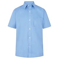 STREETWISE CLOTHING QUALITY CASUAL WEAR Boys School Shirt Short Sleeve – Pack of 2 Non Iron Regular Fit Kids Formal Uniform Button Down Easy Care Comfort UK Size - Age 5-6 Years, Light Blue