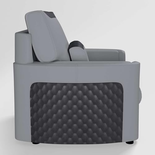 Image of GODREJ INTERIO Sofa ArcbayV2 1 Seater Synthetic Leather Sofa for Living Room, 3-Years Warranty, Solid Wood, Grey and Charcoal