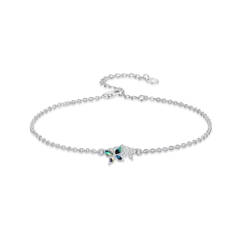 Image of 925 Sterling Silver Anklet Foot Bracelet with Crystal from Austria, Anklet Jewelry Gifts for Women 11 Inch Adjustable