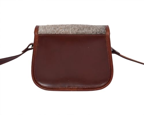 Image of Celtic Women's Leather Hair-On Flap Crossbody Sling Bag - Adjustable Strap