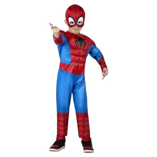 Jazwares Spidey Spider-Man & His Amazing Friends Toddler Halloween Costume With Padded Jumpsuit & Fabric Mask cover