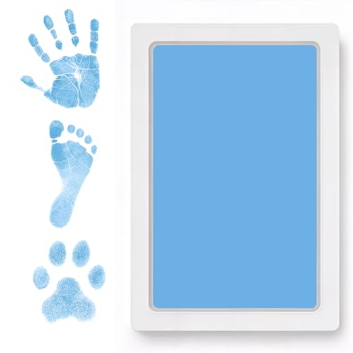 Image of Clean Touch Ink Pad for Baby Handprints and Footprints – Inkless Infant Hand & Foot Stamp – Safe for Babies, Doesn’t Touch Skin – Perfect Family Memory or Gift – Blue Print Kit by Tiny Gifts
